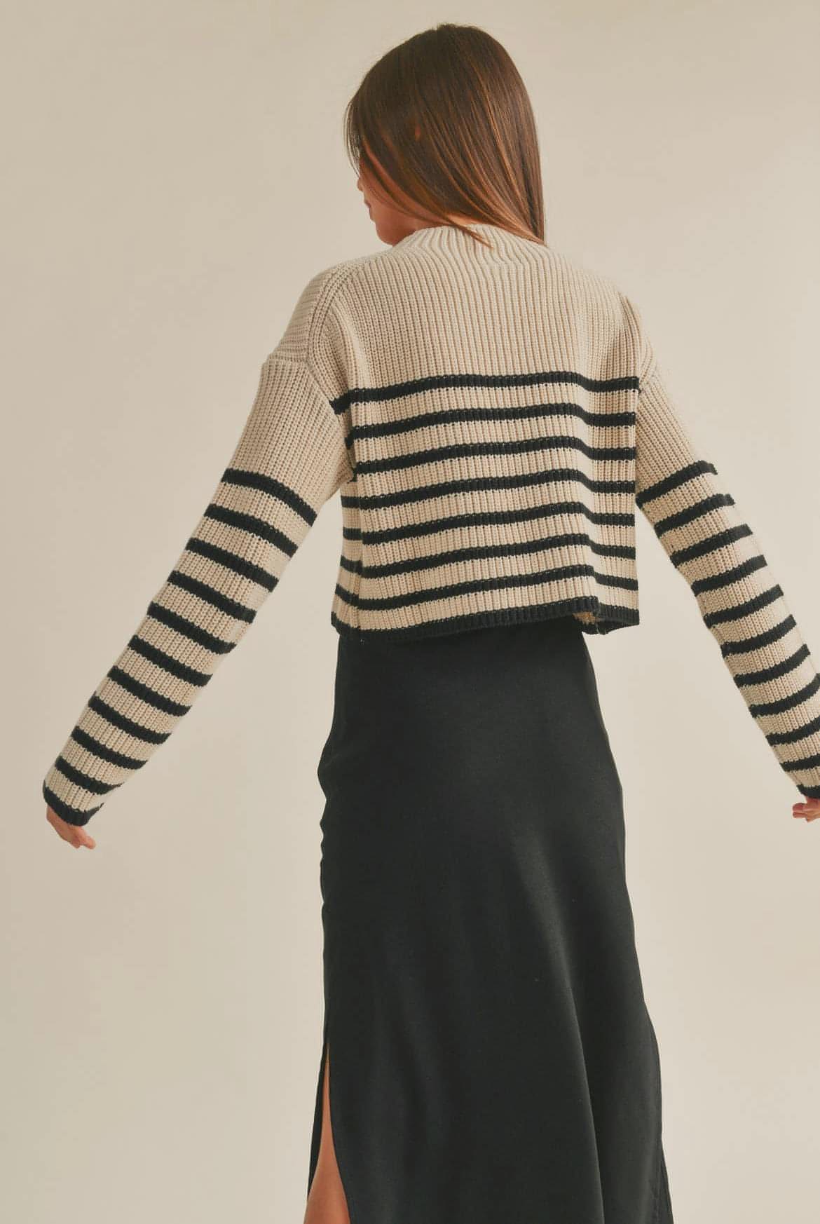 Maisie Striped Mock Neck Sweater