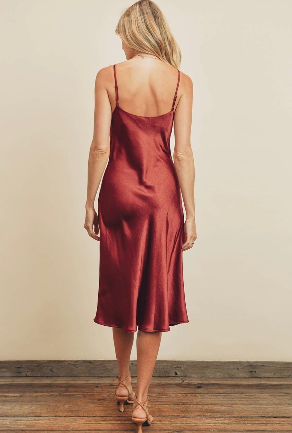 Satin Flare Slip Dress – Clothe Boutique