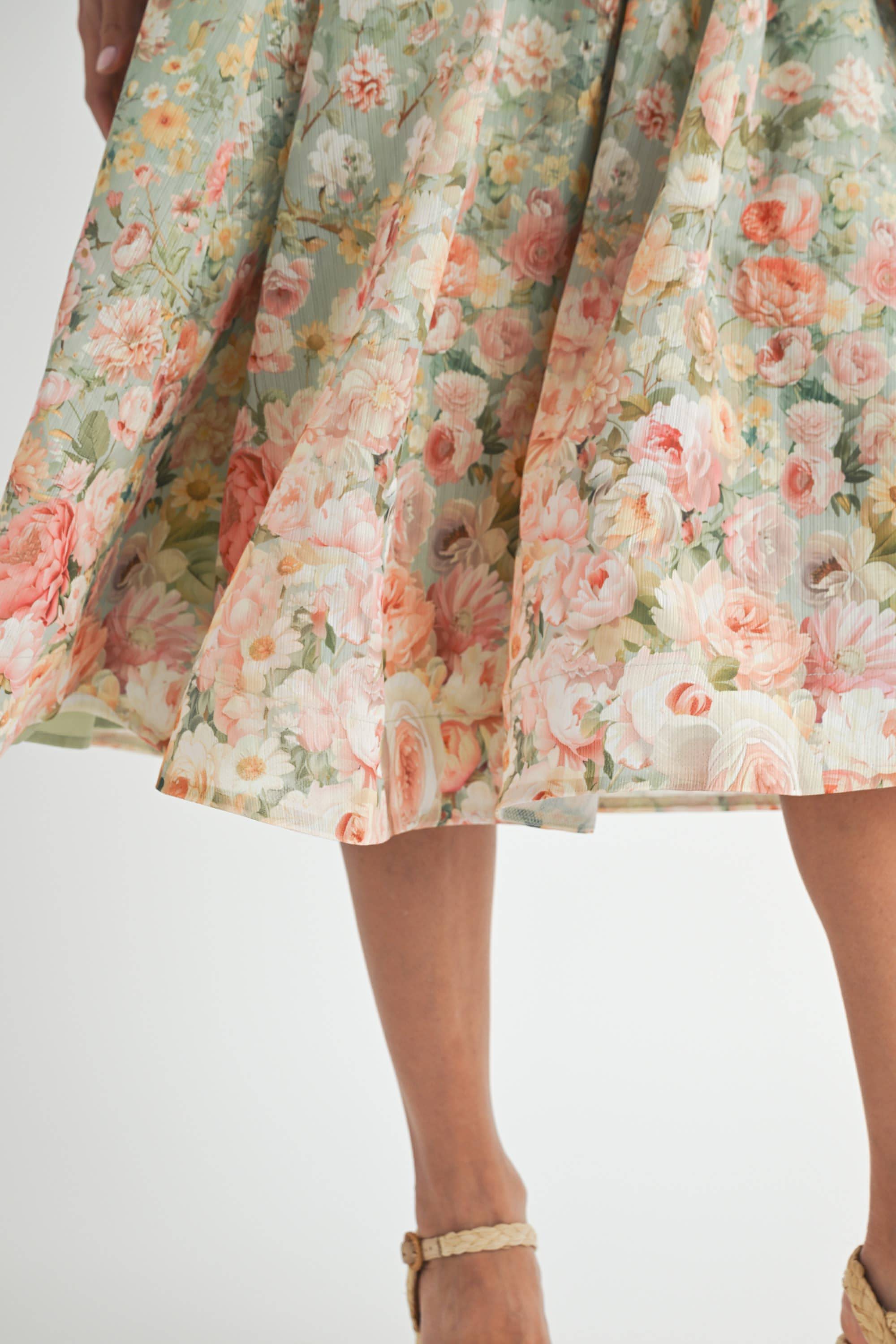 Blossom Floral Linen Midi Dress