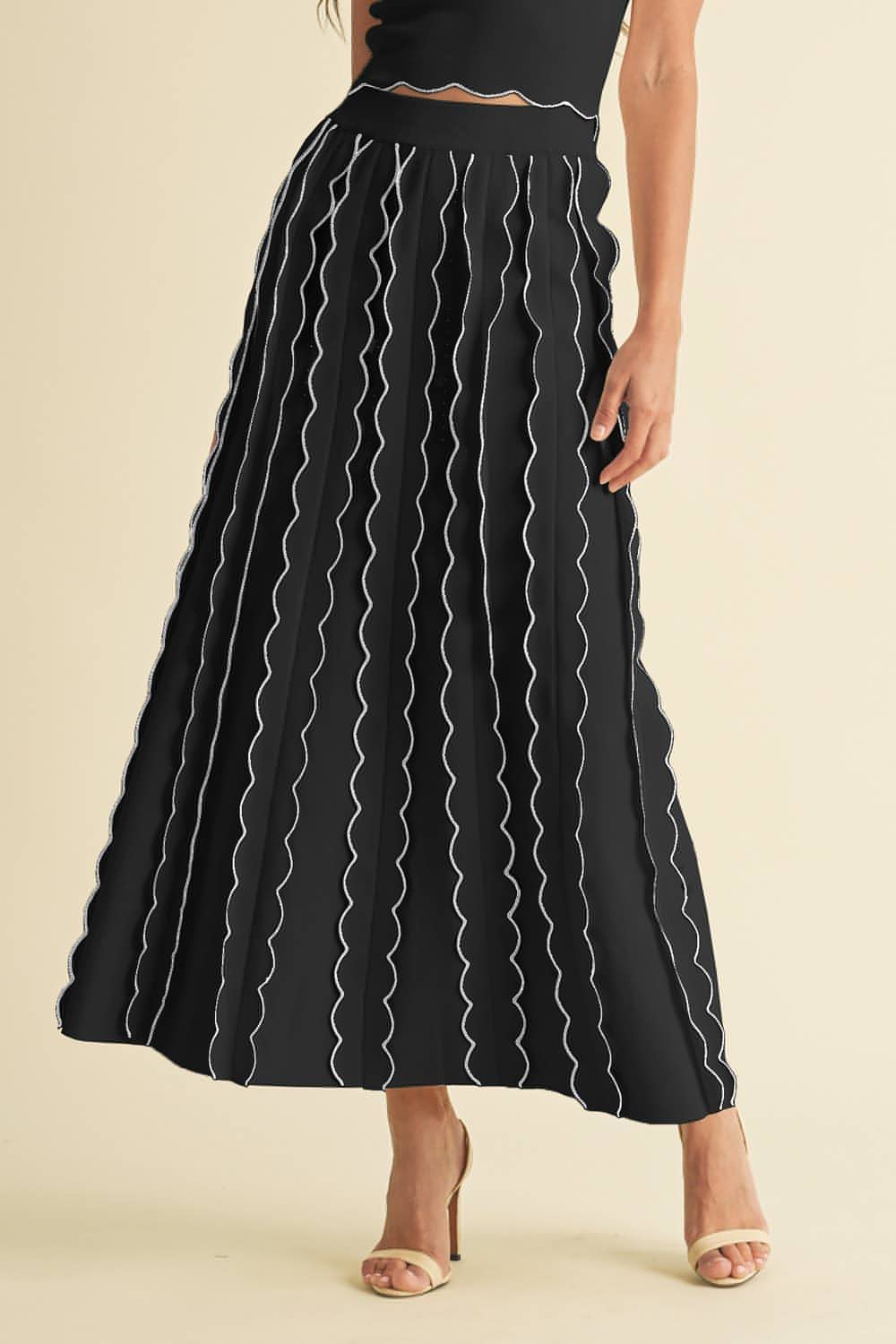 Thea Pleated Sweater Knit Maxi Skirt