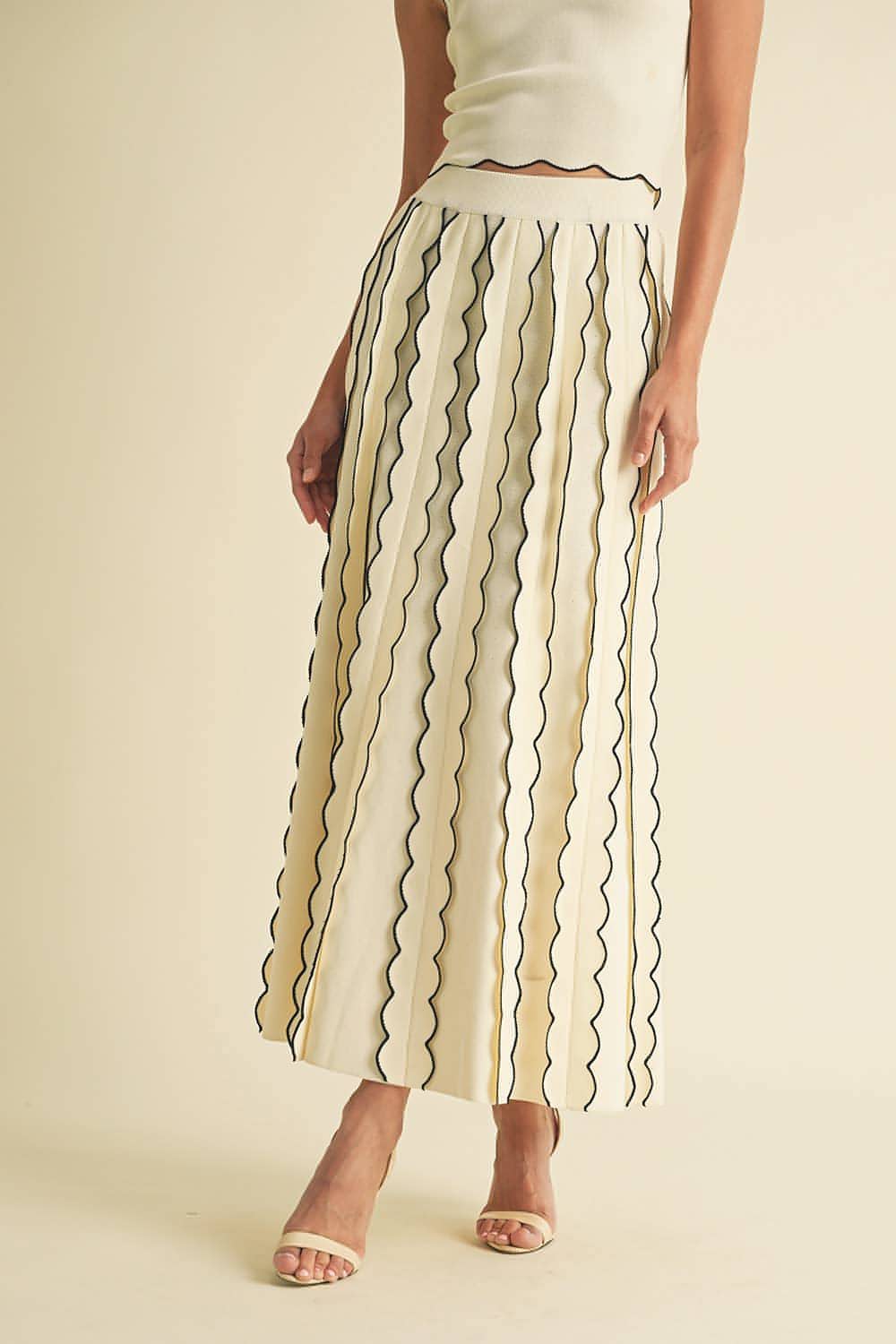 Thea Pleated Sweater Knit Maxi Skirt