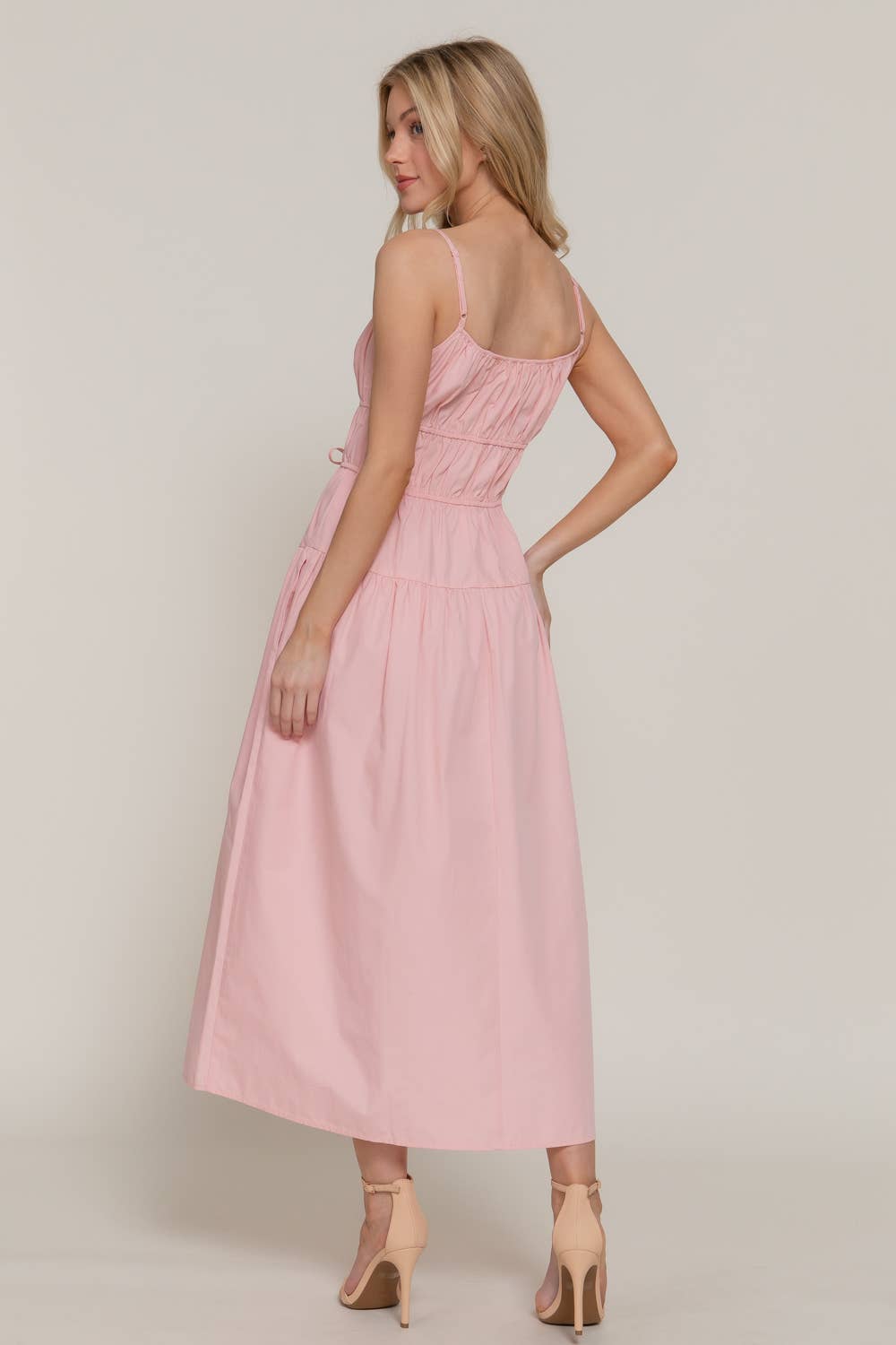 Sydney Front Tie Detail Tiered Midi Dress