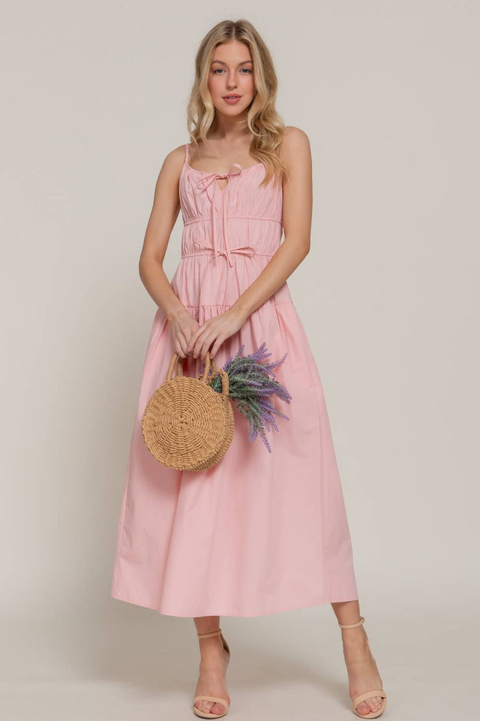 Sydney Front Tie Detail Tiered Midi Dress