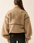 Becca Faux Leather-Trimmed Sherpa Fleece Zip-Up Jacket