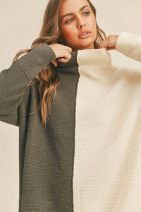 Fatima Color Block Tunic Sweater Top