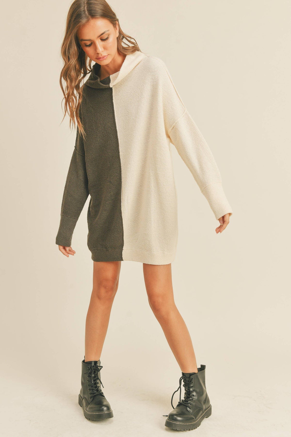 Fatima Color Block Tunic Sweater Top