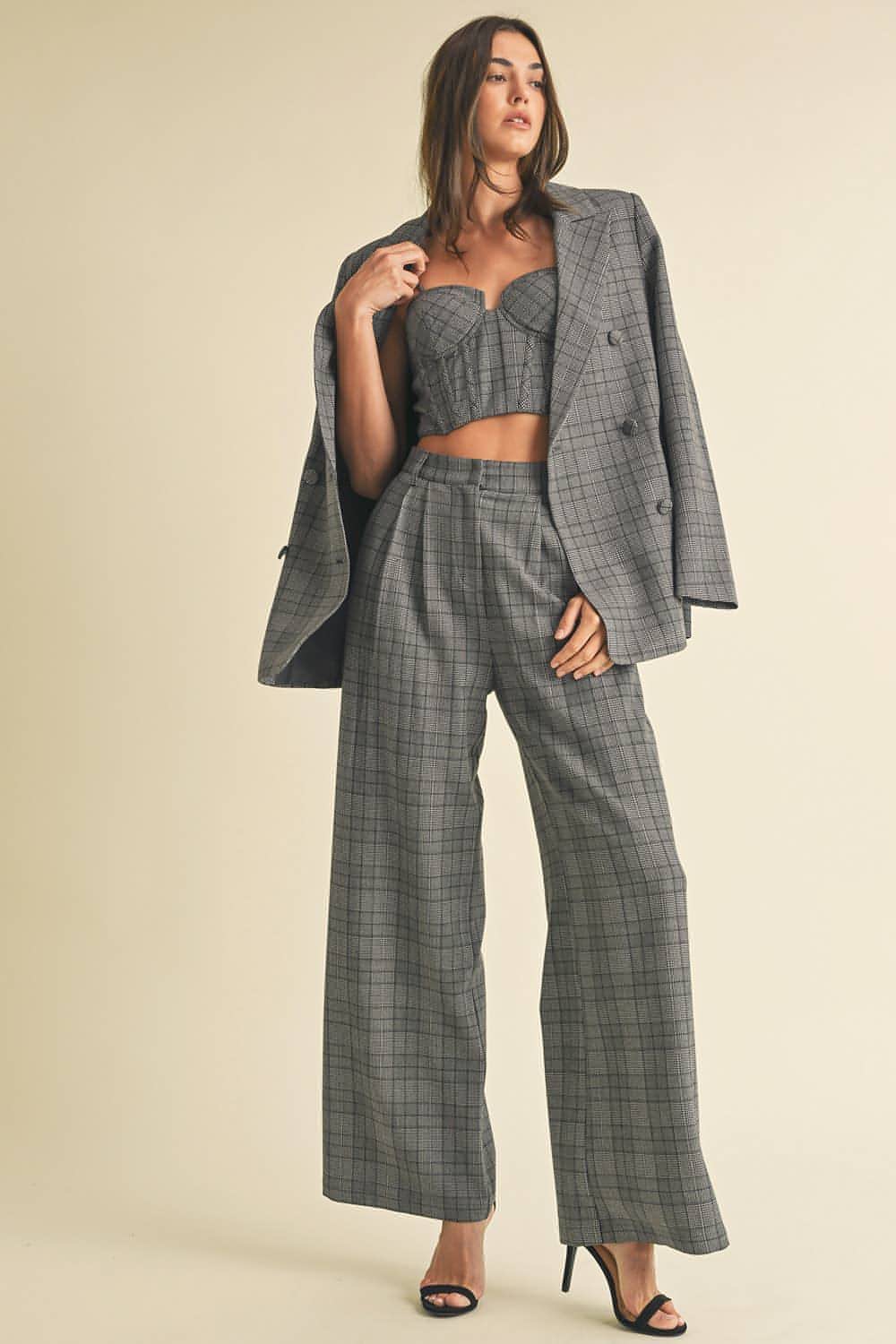 Camille Plaid Tailored Pants