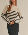 Maisie Striped Mock Neck Sweater