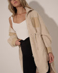 Rachel Faux Shearling Jacket - Button Up Contrast