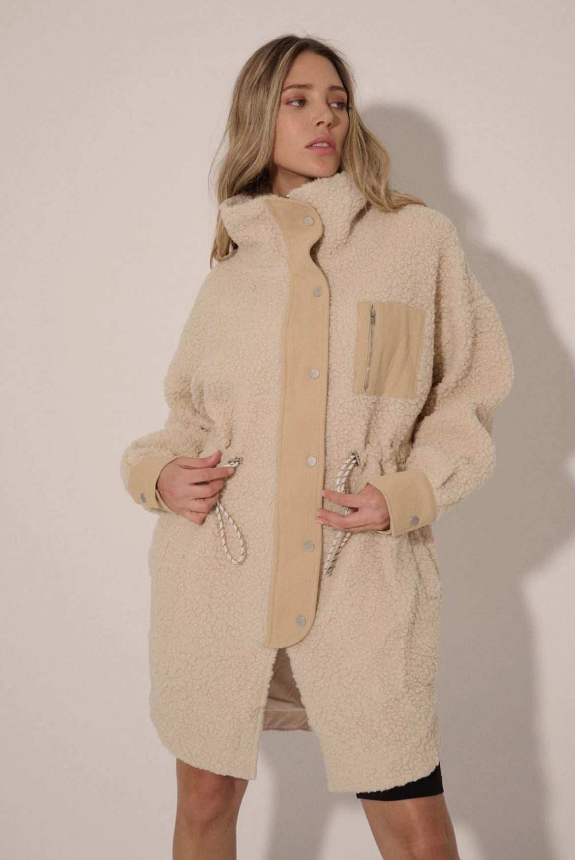 Rachel Faux Shearling Button Up Corduroy Contrast Jacket