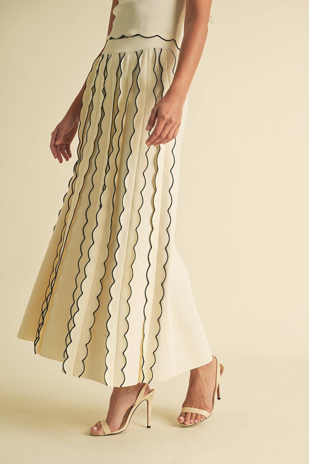 Thea Pleated Sweater Knit Maxi Skirt