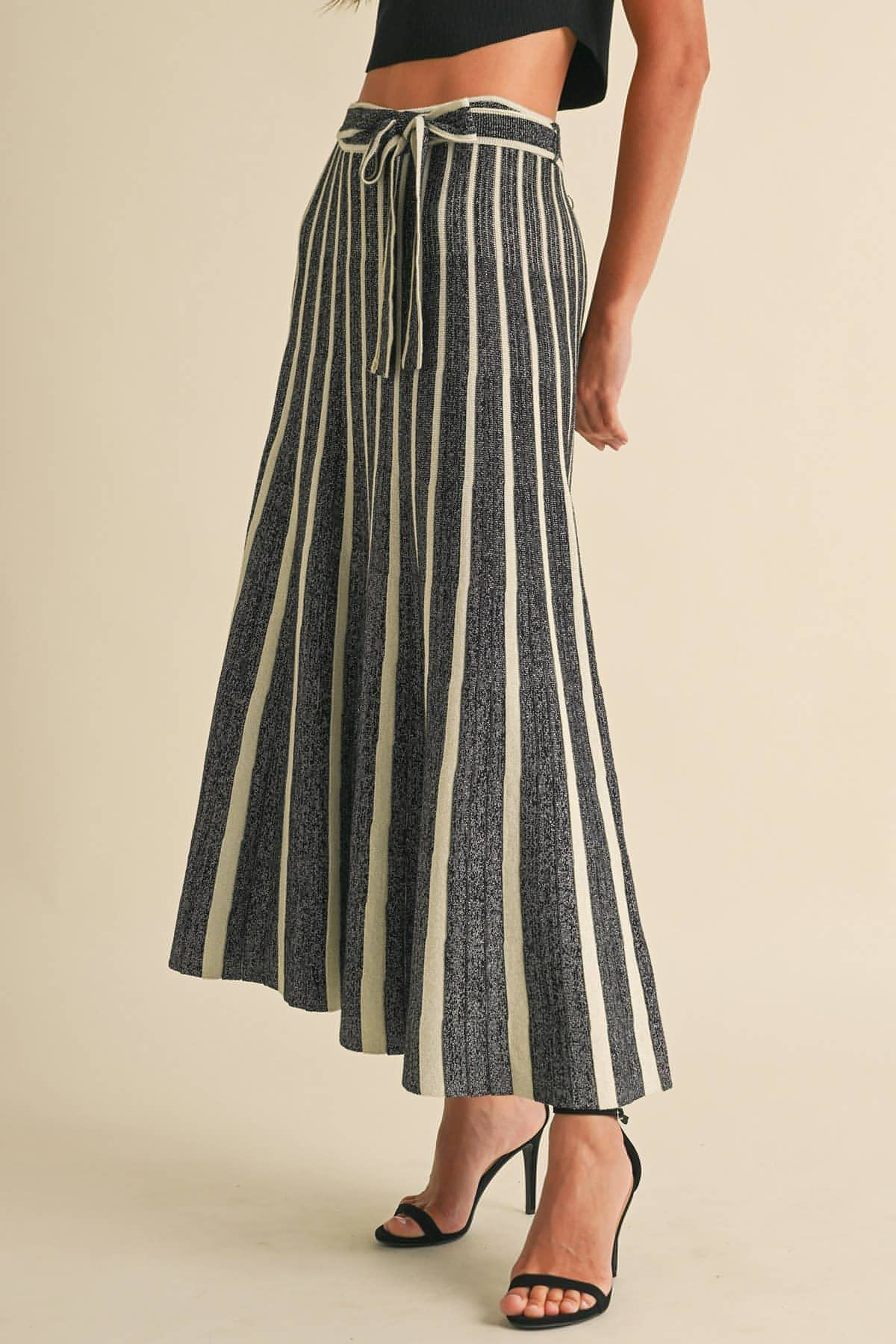 Theodora Lurex Pleated Maxi Skirt