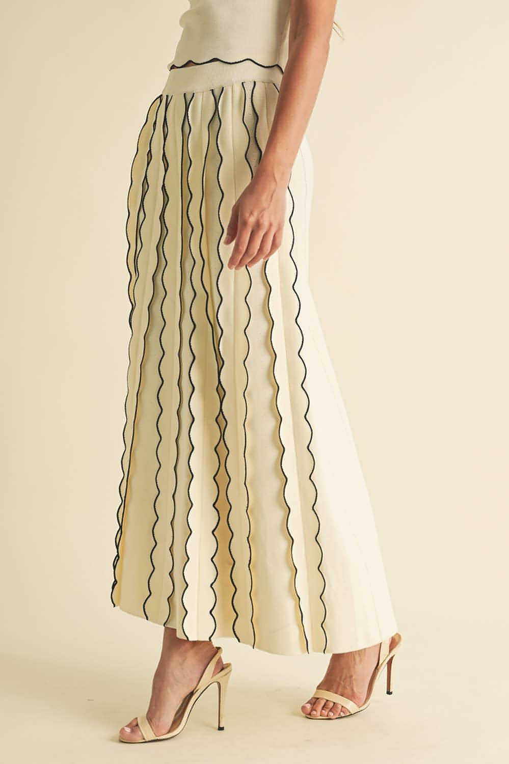 Thea Pleated Sweater Knit Maxi Skirt