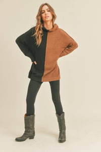 Fatima Color Block Tunic Sweater Top