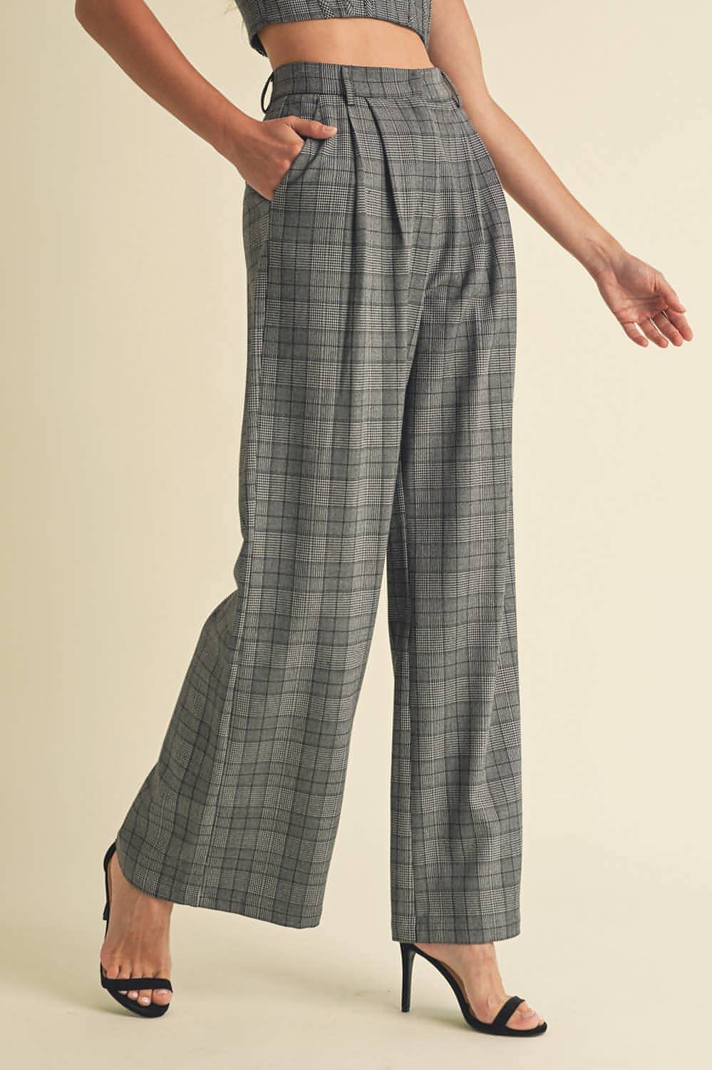 Camille Plaid Tailored Pants