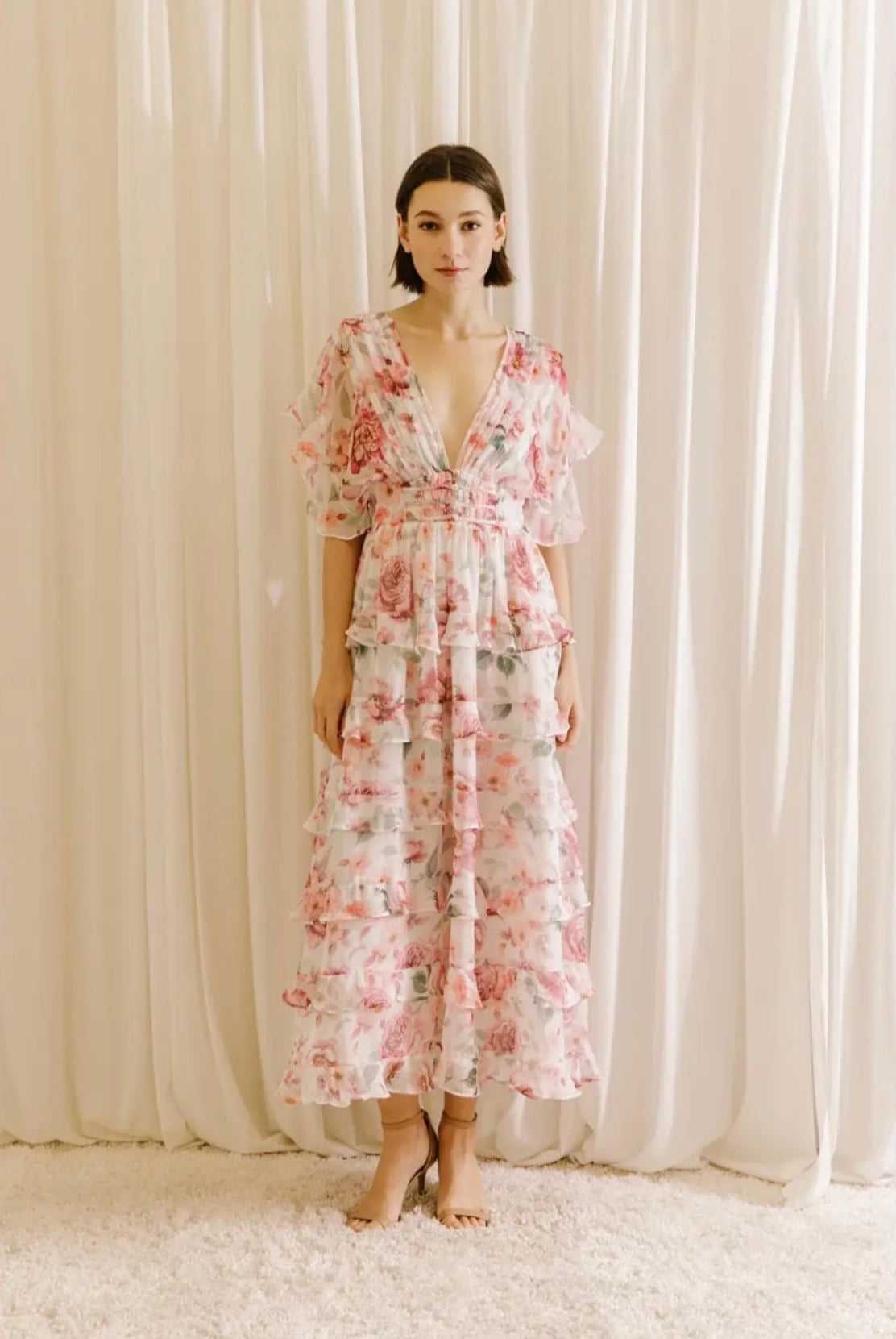 Charlotte Floral Midi Dress S Charlotte Floral Midi Dress S