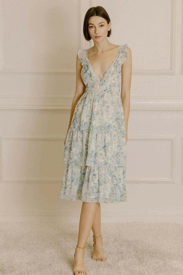 McKenna Floral Ruffled Midi Dress