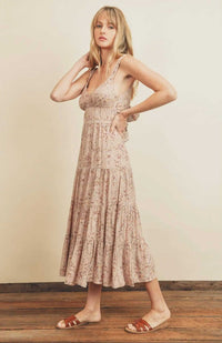 Soft Paisley Tie-Back Midi Dress