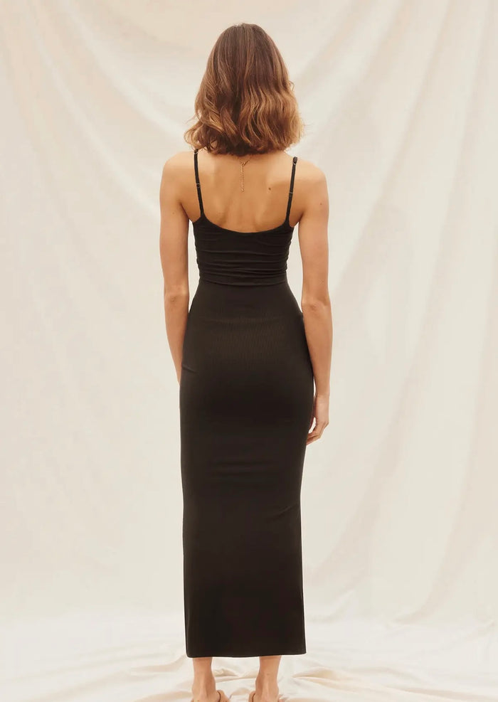 Ribbed Knit Almost Mermaid Maxi Dress