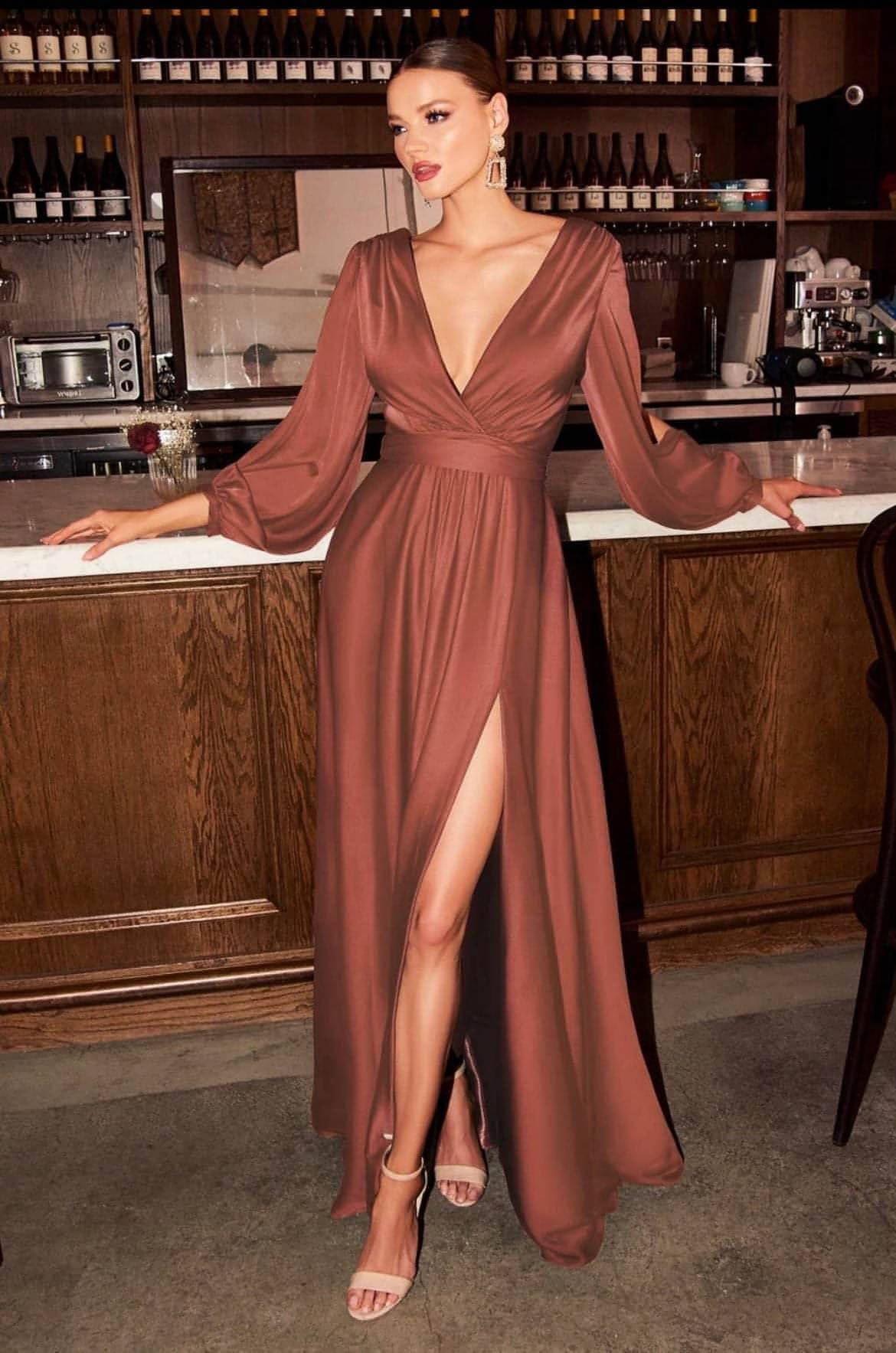 Marilyn Long Sleeve Satin Dress