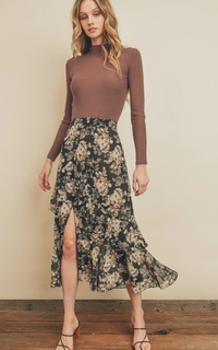 Miles of Side Slit Midi Skirt