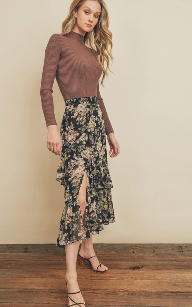 Miles of Side Slit Midi Skirt