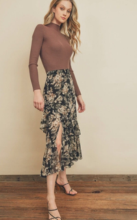 Miles of Side Slit Midi Skirt