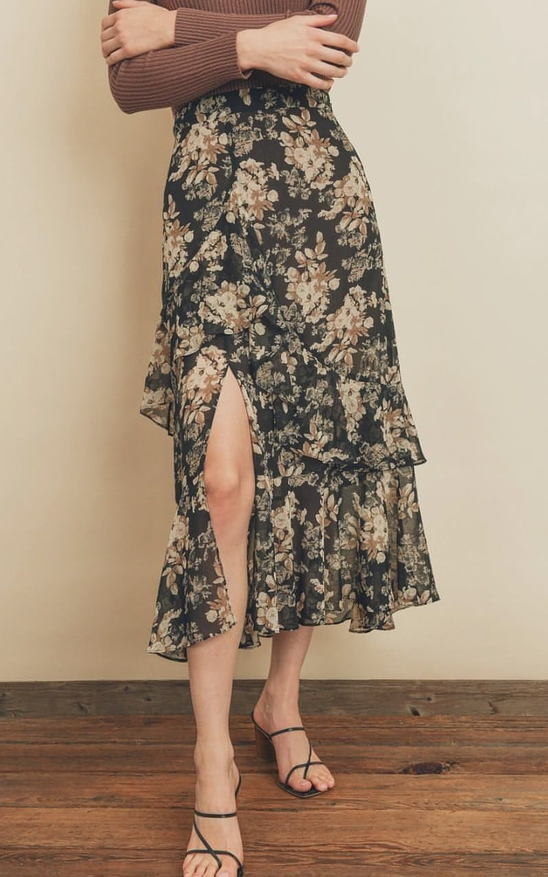 Miles of Side Slit Midi Skirt