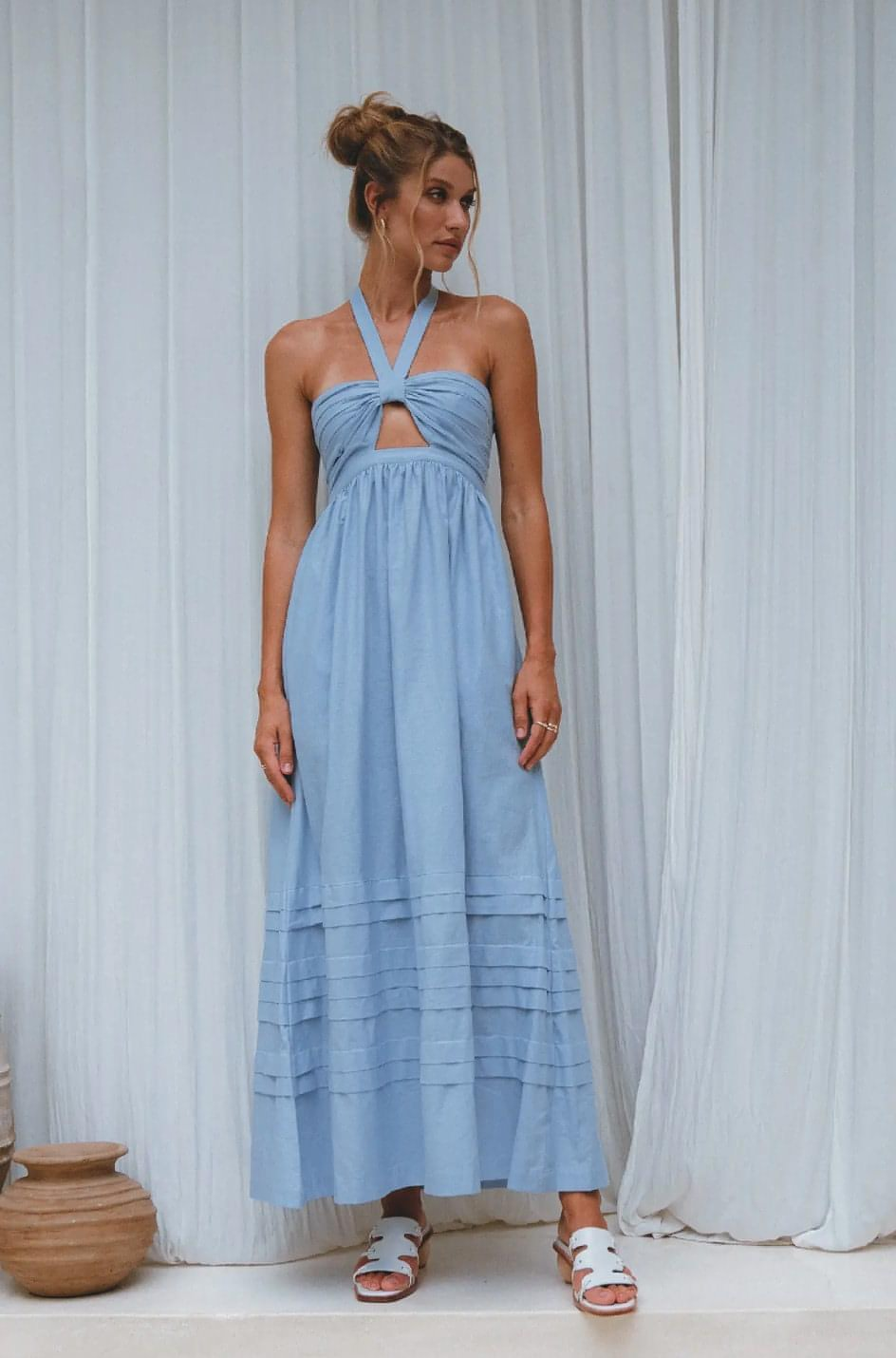 Calliope Halter Linen Maxi Dress