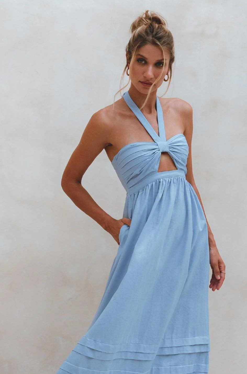 Calliope Halter Linen Maxi Dress