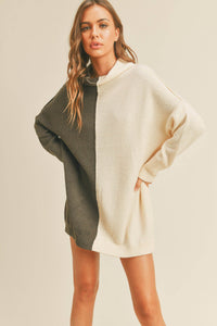 Fatima Color Block Tunic Sweater Top