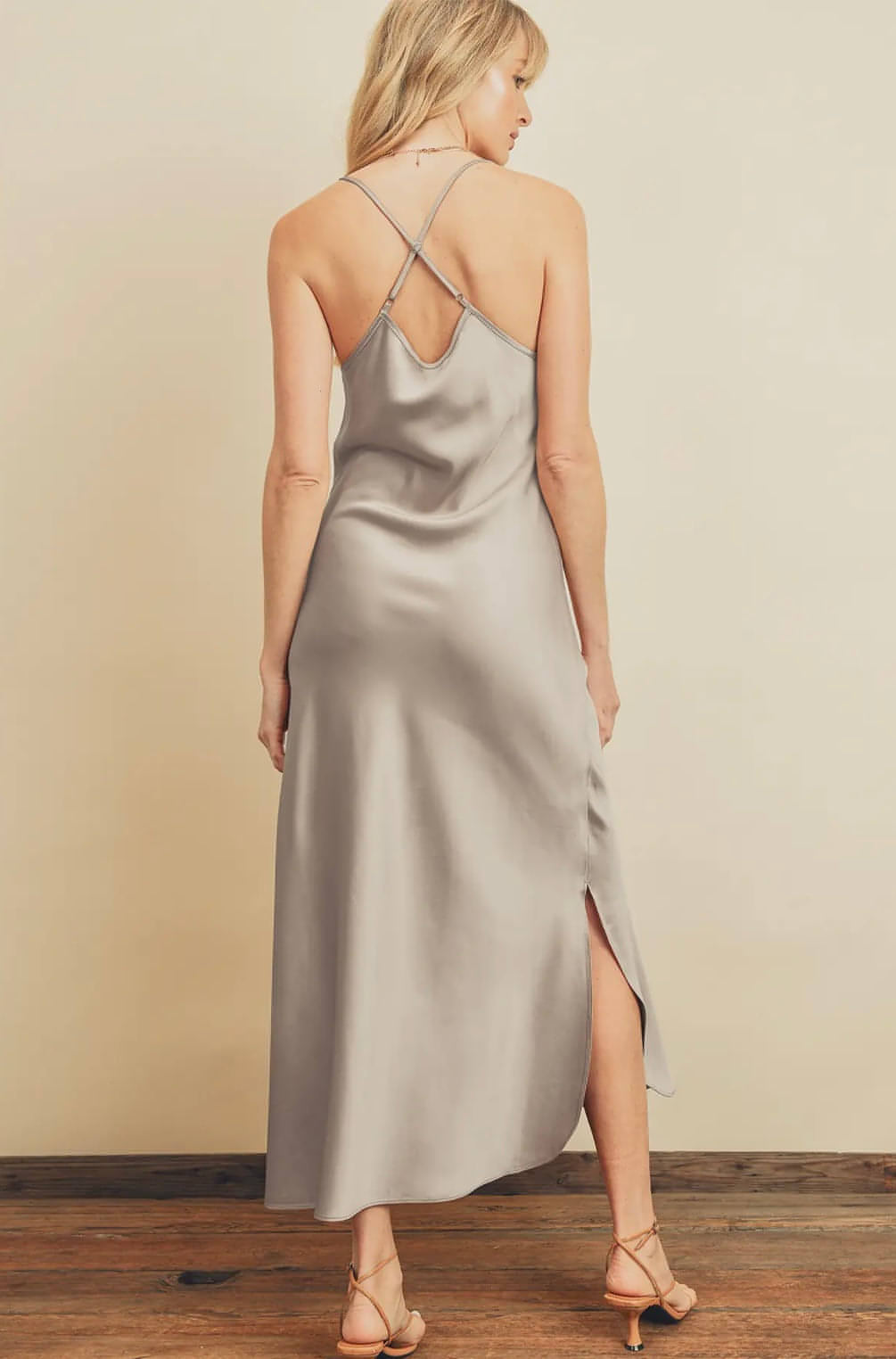 Cross Back Cowl-Neck Dress