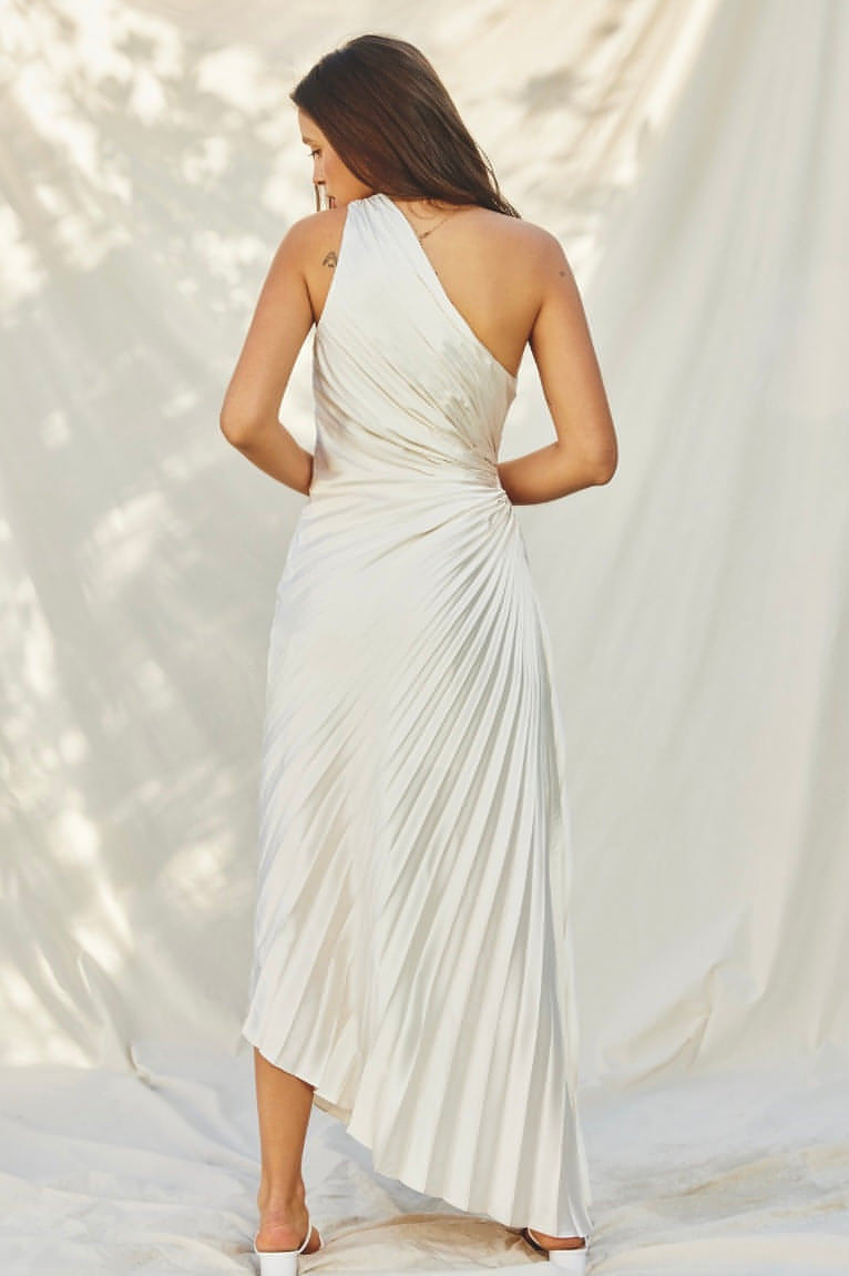 Pleated hotsell asymmetrical dress