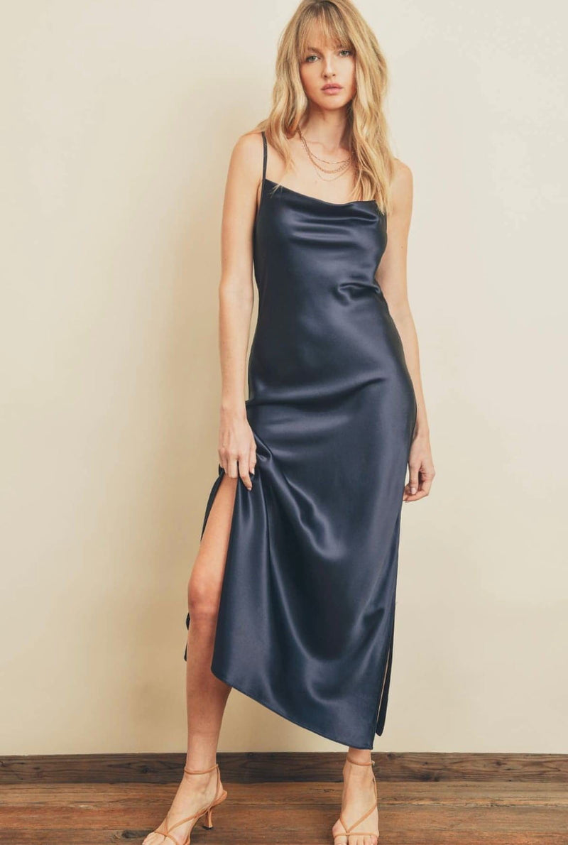 Cross Back Cowl-Neck Dress