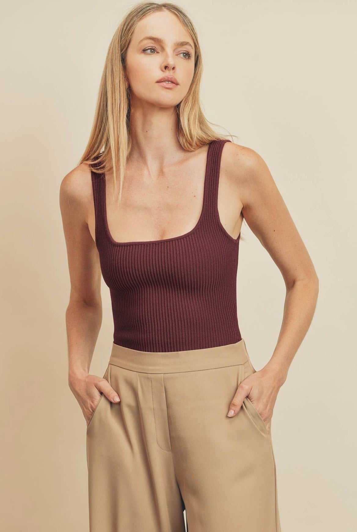 Perfectly Content Square Neck Knit Tank