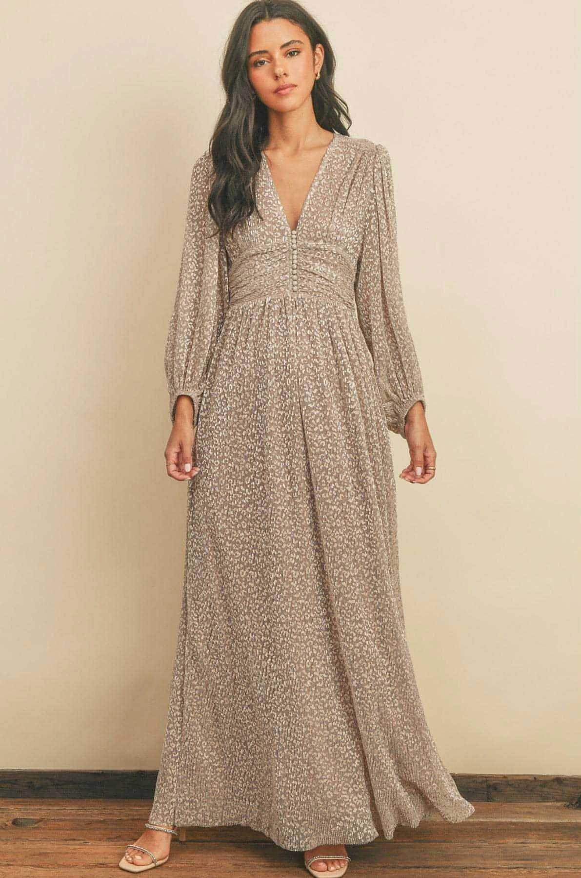 Pantera Cinched Waist Maxi Dress L Pantera Cinched Waist Maxi Dress L