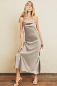 Cross Back Cowl-Neck Dress