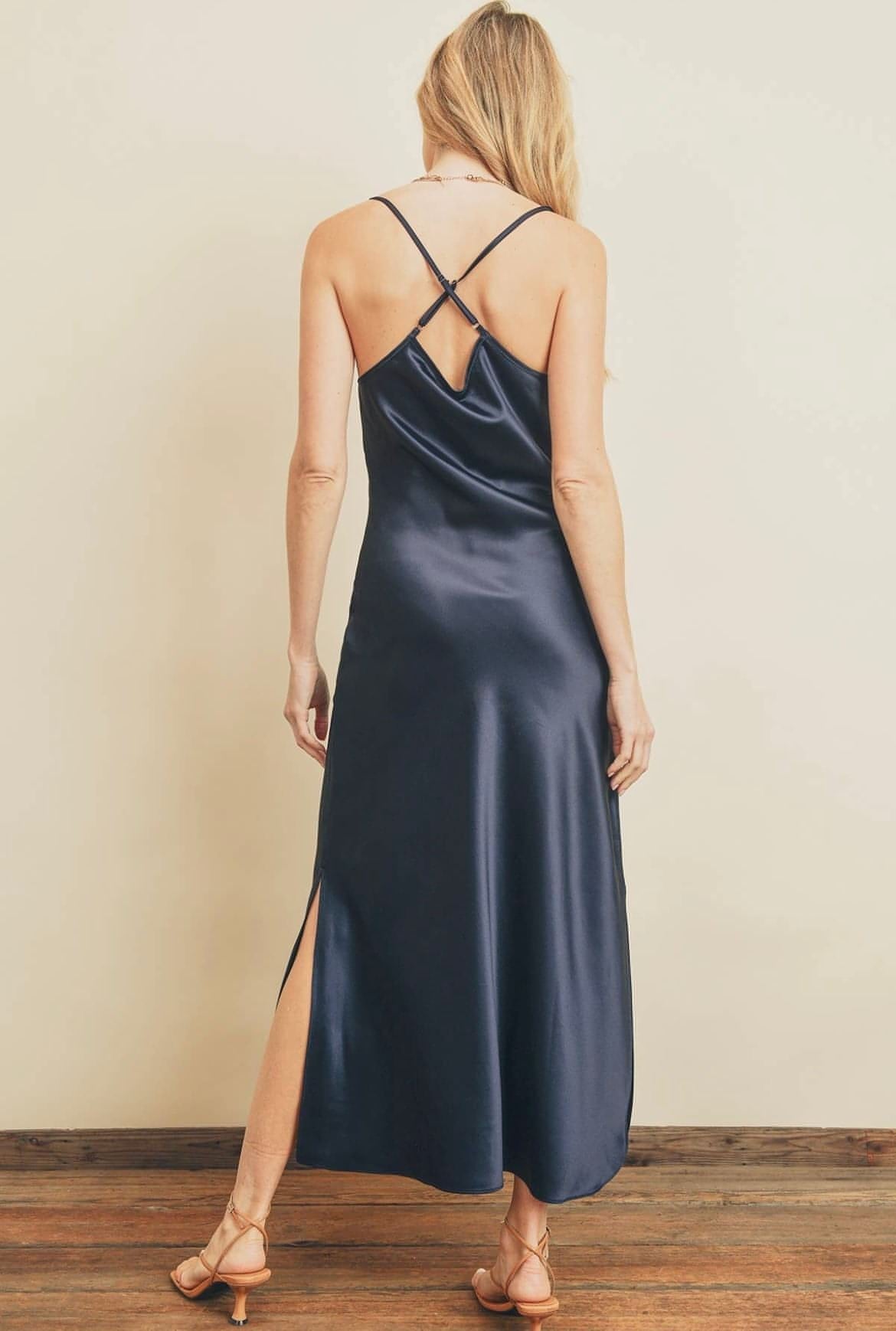 Cross Back Cowl-Neck Dress