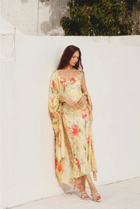 Sunset Floral Cowl Neck Midi Dress