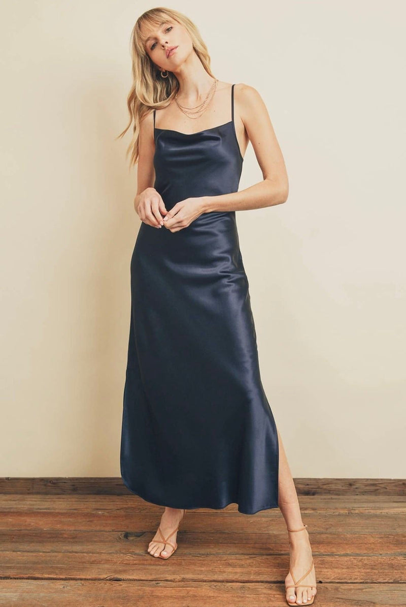 Cross Back Cowl-Neck Dress