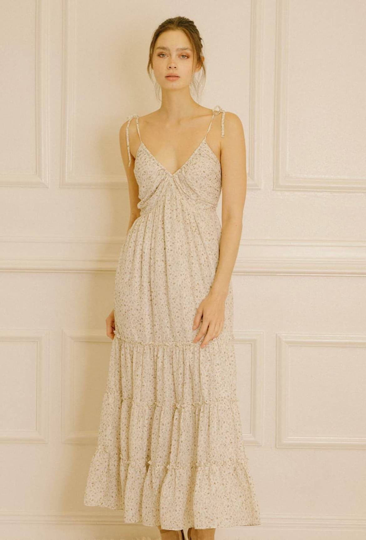 Floral Print Ruffled Midi Dress