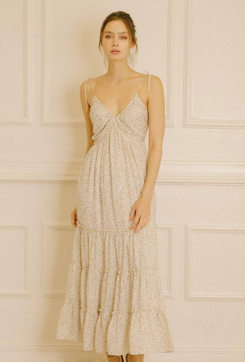 Floral Print Ruffled Midi Dress