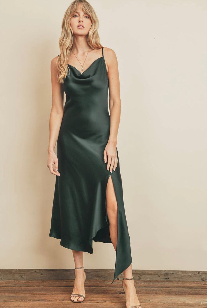 The Denise Asymmetrical Satin Dress