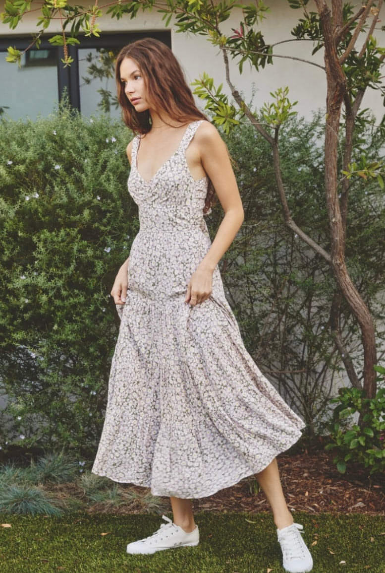 In the Clouds Tie Back Tiered Dress