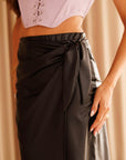 Dolores Vegan Leather Wrap Maxi Skirt