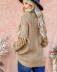 Tied String and Tassel Detailed Sweater Top