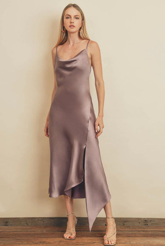 The Denise Asymmetrical Satin Dress