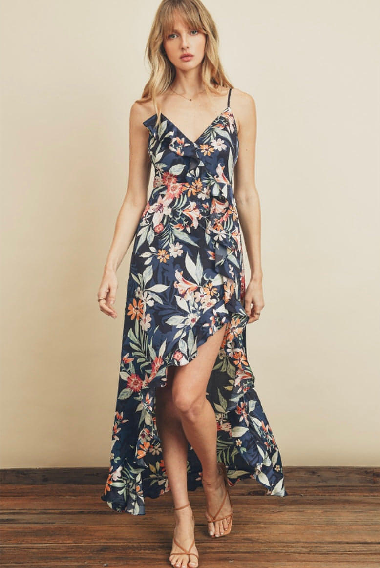 Kara Asymmetrical Ruffled Maxi Dress