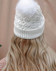 Fur Lined Beanie with Pearl and Pompom