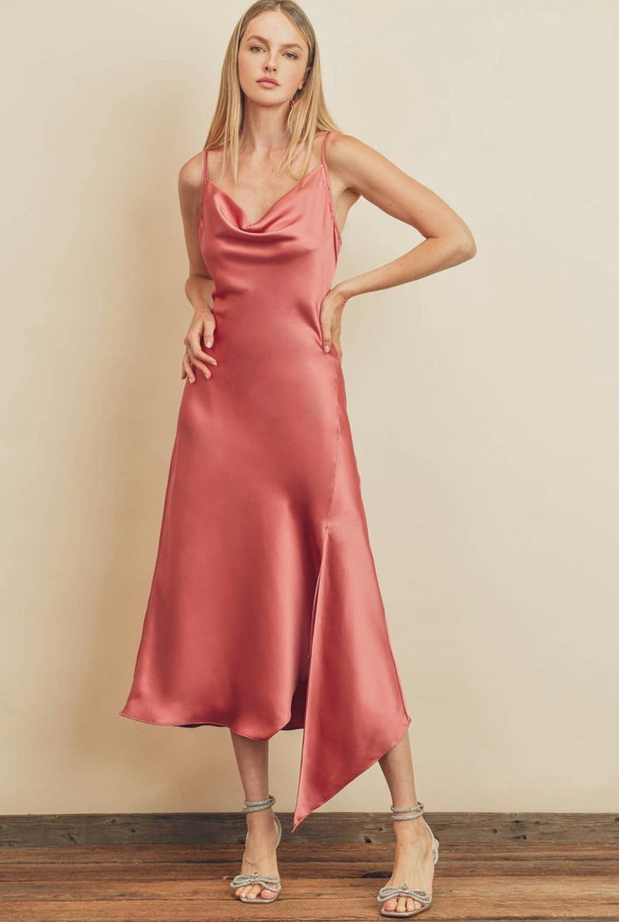 The Denise Asymmetrical Satin Dress